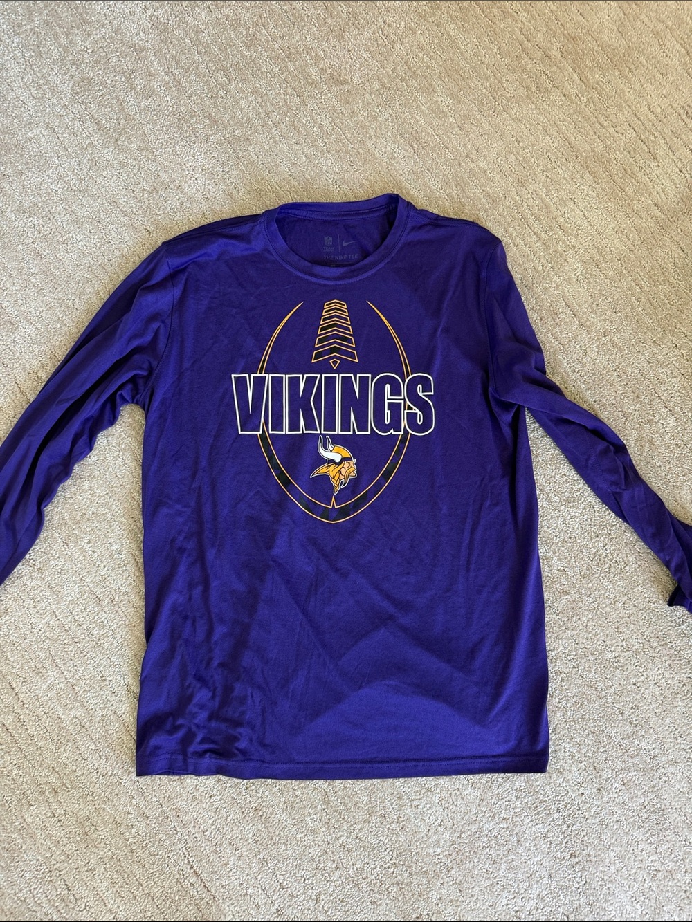 Nike Purple Vikings Long Sleeve Shirt with Gold Accent